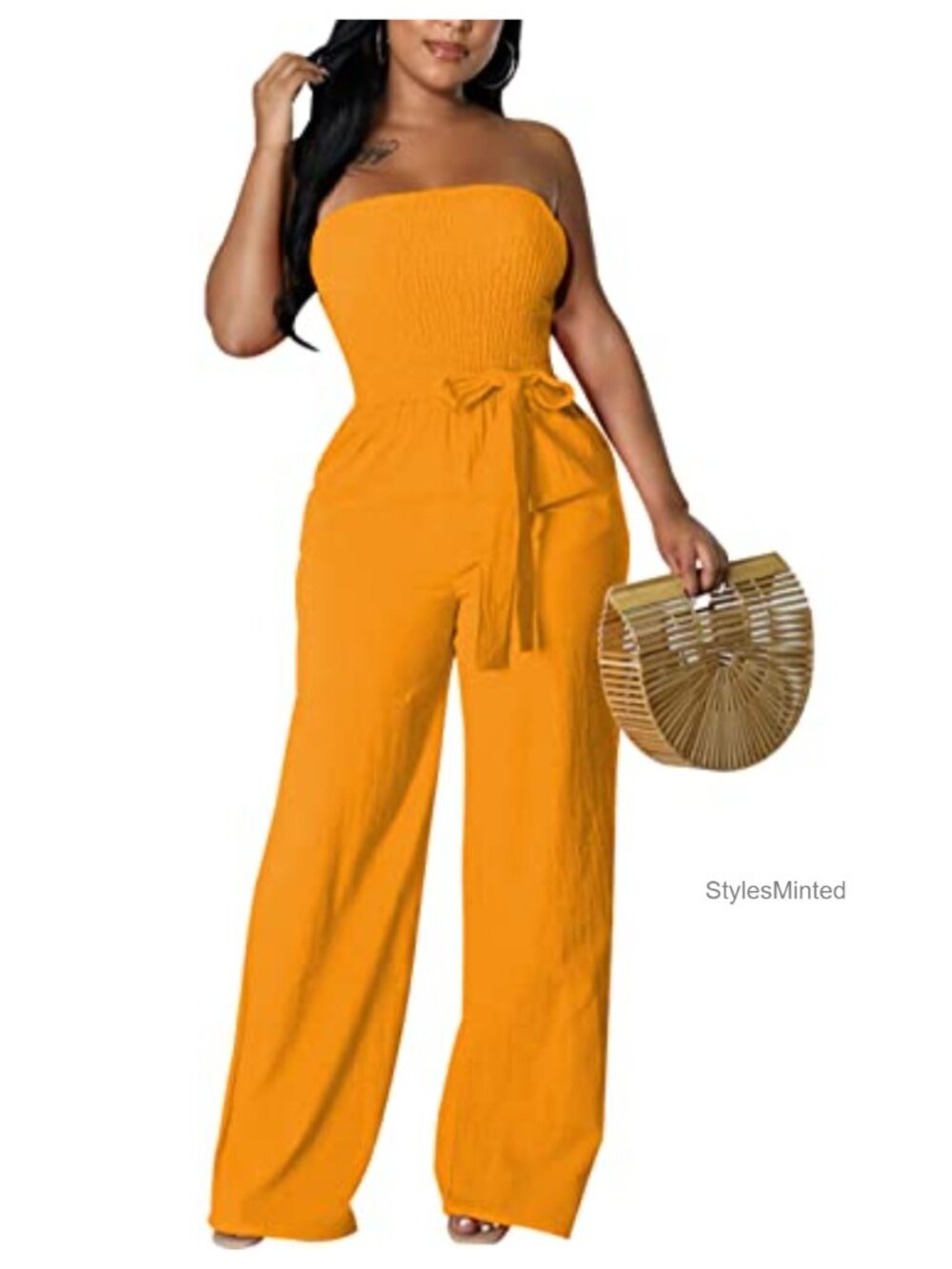 Sleeveless Wide Leg Jumpsuit Pleated Long Pants Romper